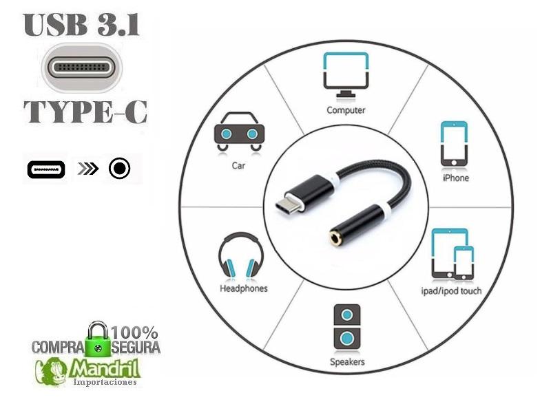 Imagen de Adaptador USB Tipo C a Jack 3.5mm (Para Audífonos)