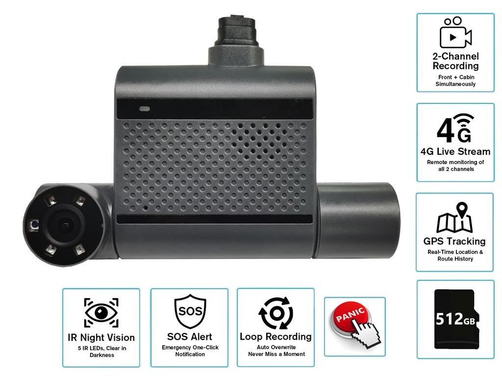 Imagen de Cámara Dash Cam Dual 4G GPS 512Gb 1080p 12-24v